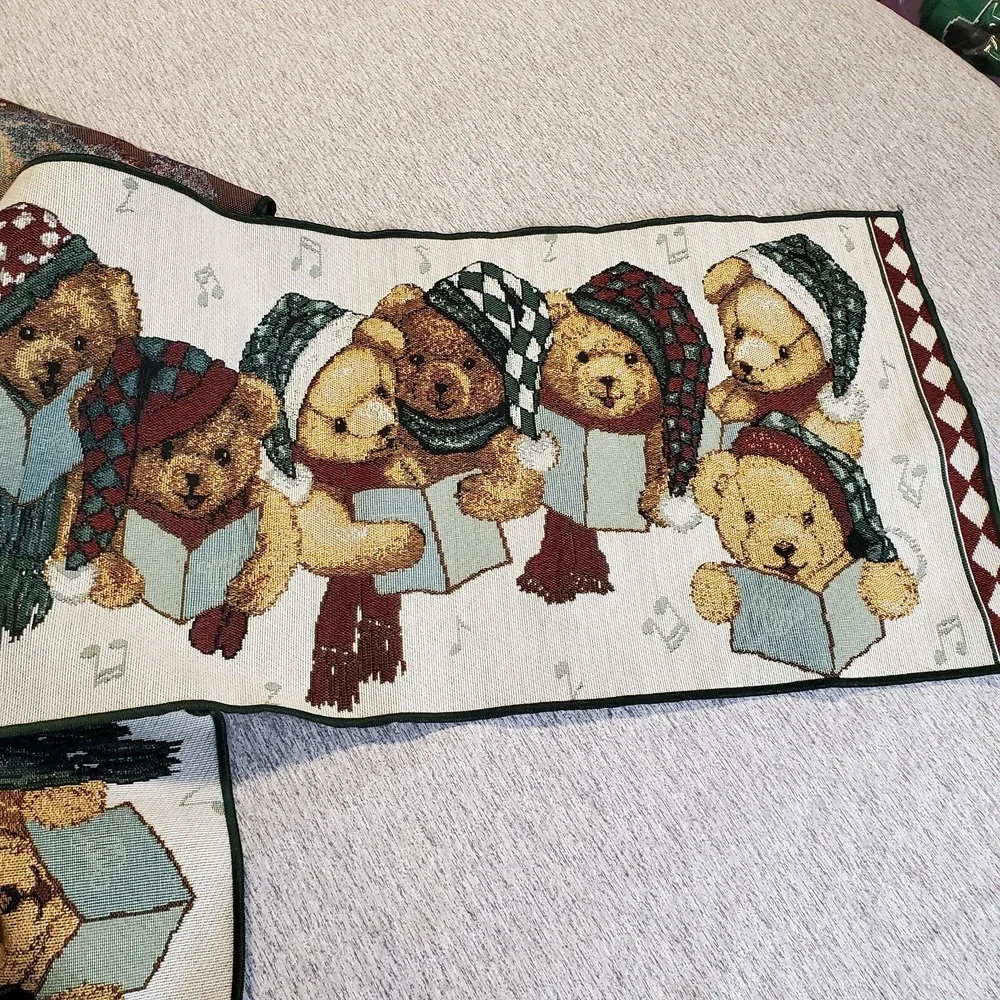 Christmas Caroling Teddy Bear Tapestry Pendant & 72